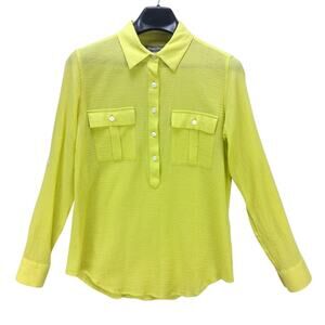 Womens tommy bahama long sleeve Blouse Small S Lime green lightweight